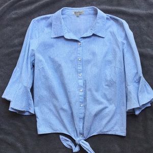 Democracy 3/4 Sleeve Tie Front Blouse M